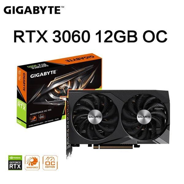 GIGABYTE RTX 3060 WINDFORCE OC 12GB Gaming Graphics Card GDDR6 192Bit With 2X Fans NVIDIA Video Card GVN3060 Gaming Video Card
