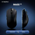 KYSONA M600 V2 Black Gaming Wireless Mouse Paw3395 Adjustable DPI 55G Ultra Light Ergonomic Design For Competitive Gamers