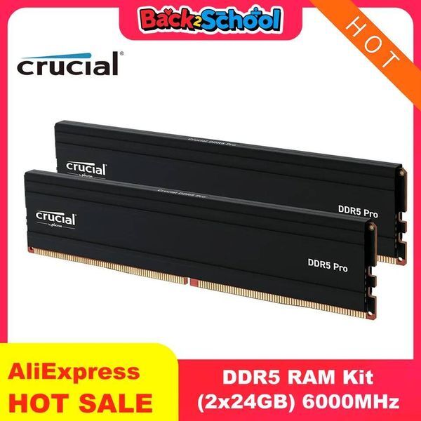 Crucial Pro DDR5 RAM Kit 48GB 2x24GB 6000MHz Desktop Memory UDIMM 288pin Compatible with 13th Gen Intel Core and AMD Ryzen