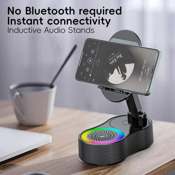Portable Smart Induction Speaker Mobile Phone Holder Adjustable RGB Light Wireless Bluetooth Speaker Phone Reverse Charging J251116
