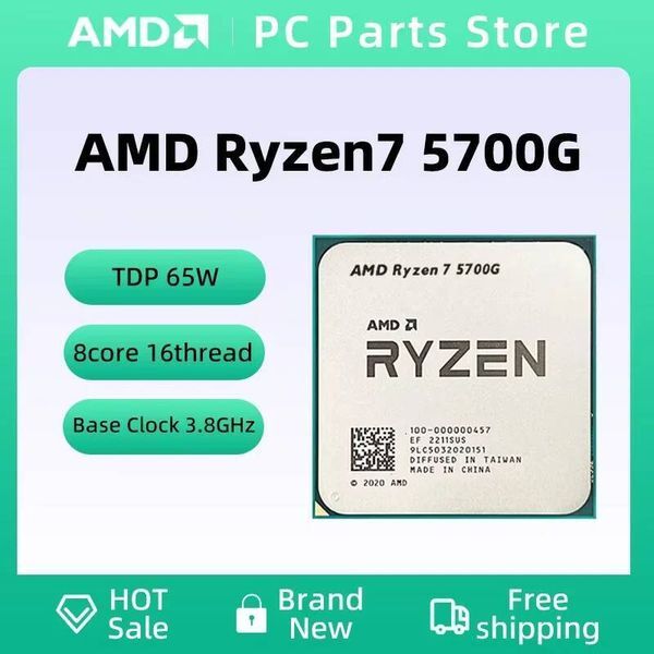 New AMD Ryzen 7 5700G R7 5700G CPU Processor 38GHz 8Core 16Thread 65W Socket AM4 Without Fan
