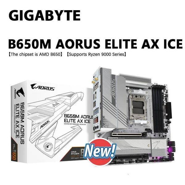 GIGABYTE GA B650M AORUS ELITE AX ICE New MicroATX AMD B650 DDR5 192GB DDR5 8000 OC MHz M2 WiFi 6E Socket AM5 Motherboard