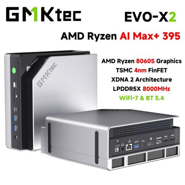 GMKtec EVOX2 AI Mini PC AMD Ryzen Al Max 395 128GB LPDDR5X 8000MHz 16GB8 2TB PCIe 40 SSD WiFi 7 BT54 Mini Gaming Computer