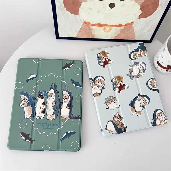 Cute Cat Shark Tablet Case For iPad Pro 11 inch Air 2024 iPad Air 54 109 10 5678 102 97 inch Air3 105 mini 654 CoverXJ251024