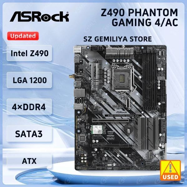 ASRock Z490 Phantom Gaming 4ac Motherboard Intel Z490 LGA 1200 DDR4 128GB M2 support i910900F 10600 10100F 10105F cpu ATX