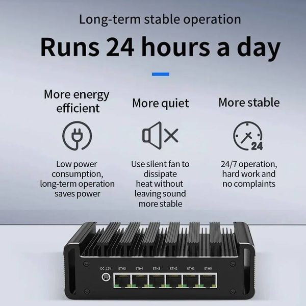 Topton Intel 12th Gen Fanless Mini PC N150 N100 6x25G i226V DDR5 Industrial Mini Firewall PC NVMe RJ45 COM pfSense Desktop