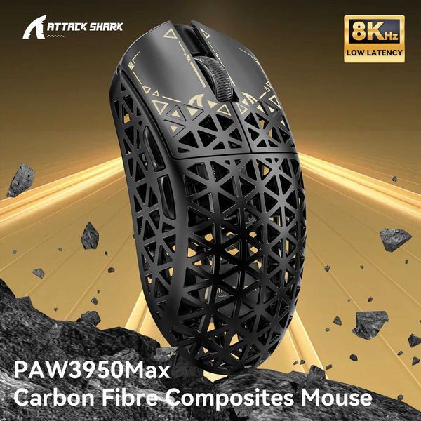 ATTACK SHARK R5 Ultra Carbon Fiber Wireless 8K Gaming Mouse 39g SUPERLIGHT PixArt PAW3950MAX Gaming Sensor 8000Hz Wireless Pol X251101