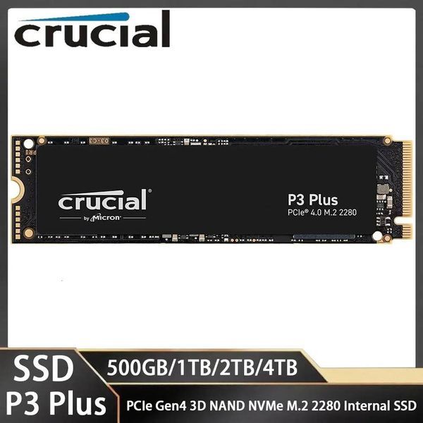 Crucial P3 Plus SSD 2TB 1TB 4TB 500GB PCIe Gen4 3D NAND NVMe M2 2280 up to 5000MB/s Internal Solid State Drive For Laptop PC