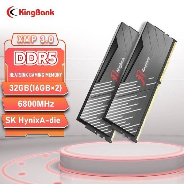 KingBank 32GB / 16GB DDR5 Memory Black 16GBx2 6800MHz Kit Hynix A Die CL34 for Computer Upgrade XMP30