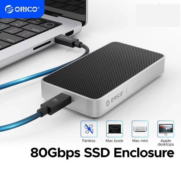ORICO 80Gbps Thunderbolt 5-Compatible SSD Enclosure with Fan Cooling JHL9480 Chip for 80Gbps USB4 M2 NVMe for Macbook