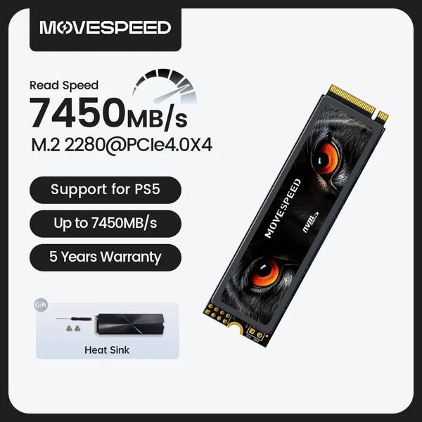 MOVESPEED 7450MB/s SSD Nvme M2 4TB 2TB 1TB Internal Solid State Drive M2 2280 PCIe40 Hard Disk for PS5 PC Diy Gaming Computer