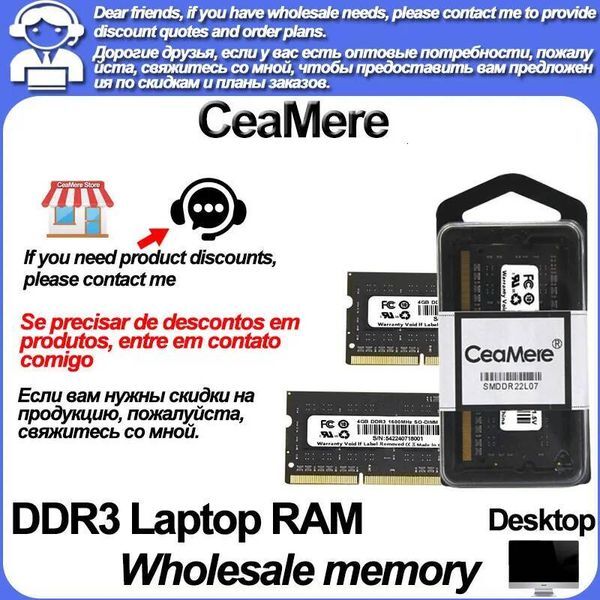 CeaMere DDR3 1-50 PCS Laptop computer memory 4G 8G1333Mhz 1600Mhz 240-pin ram memoriam pc memory card RAM wholesale