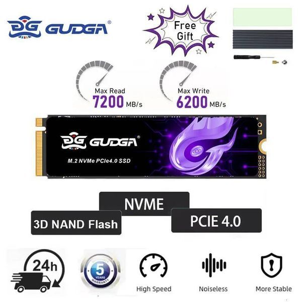 GUDGA 512GB 1TB 2TB 4TB M2 NVMe PCIe40 7200MB/s 2280 SSD For Desktop Laptop Hard Disk Drive Internal Solid State Drive for PS5