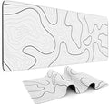 Abstract Topographic Map White Black Gaming Mouse Pad Large Desk Mat with Non-Slip Base ed Edge Keyboard Mat for Gaming Y251120