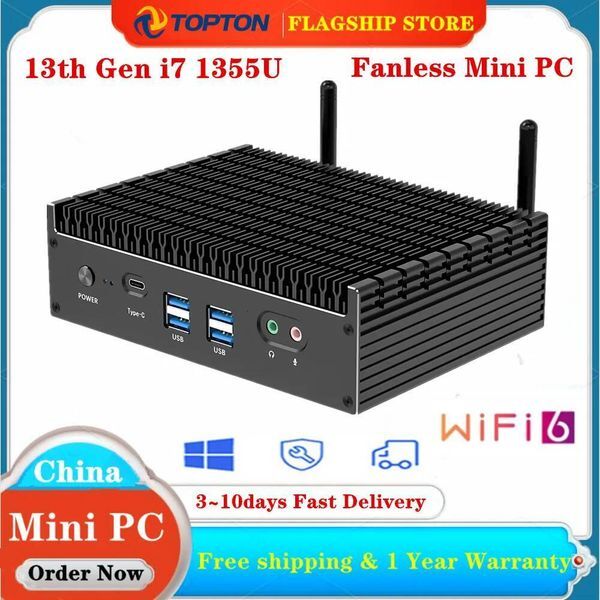 13th Gen i7 1355U i5 1335U Fanless Intel Gamer Mini PC 225G LAN PCIE40 DDR4 Tunderbolt 4 eGPU Desktop PC Mini Computer WiFi6
