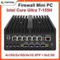 Topton 4x/2x 10G SFP 625G LAN Solid Firewall Mini PC 14th Gen Ultra 7 155H Intel vPro Thunderbolt 4 2xNVMe Proxmox Home Serve