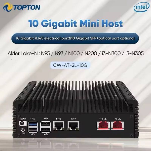 Topton Solid Firewall Computer Intel i3 N305 N100 2x/1x 10G LANs SFP 2x25G i226-V Mini PC NVMe 2SATA Proxmox NAS Home Server