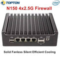Topton Solid Fanless Mini PC Intel N150 Pentium N6005 4 LANs i226-V 25G DDR4 COM USB-C pfSense OPNsense ESXi Firewall Computer