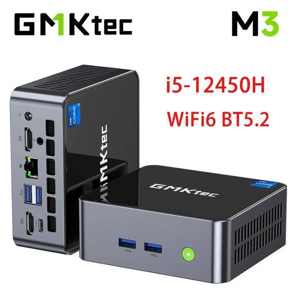 GMKtec M3 MINI PC Core i5-12450H Windows 11 Pro DDR4 3200mhz NVME SSD WiFi6 BT52 Triple Display Office Computer