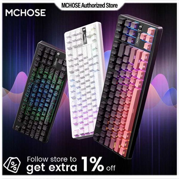 MCHOSE K87S Mechanical Keyboard Customized Hot Swappable Hifi Switch BT 24G 0125ms Low Latency Wireless RGB with Control KnobM251128