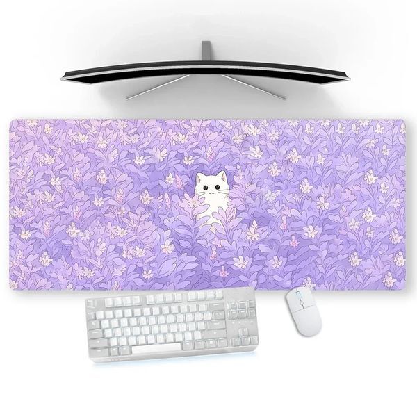 Lilac Mous Pad Kawaii Pastel Cat Mousepad Purple 800x400 Office Accessories Deskpad Cute Table Carpet Custom Desk Protection Mat 251121