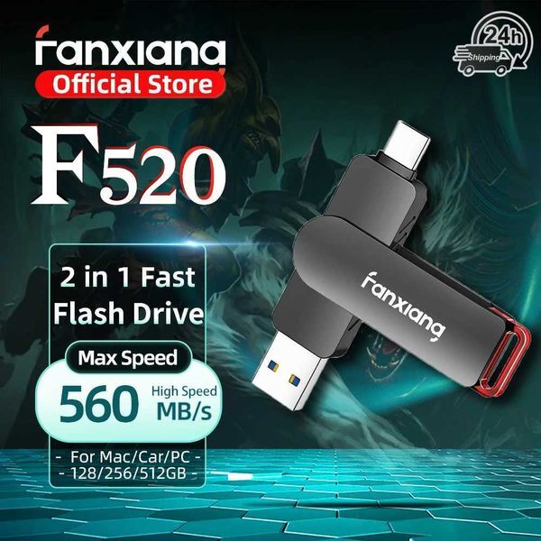 Fanxiang F520 560MB/s Solid State Pen Drive USB32 Flash Drive 256GB 512GB 2 in 1 Type-C High Speed Flash Drive For Laptop PhoneM251202