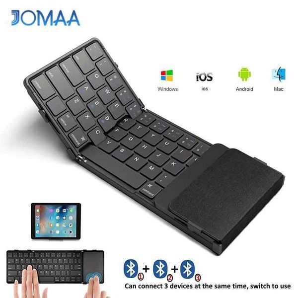Wireless Folding Keyboard with Toucad Rechargeable Foldable Keyboard for Tablet Ipad iPhone H251202