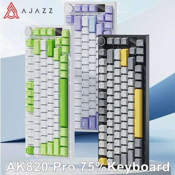 Ajazz Ak820/Ak820pro Gaming Mechanical Bluetooth 5.1/Wireless/Wired C Custom Keyboard With Heat Exchange Sealed Button