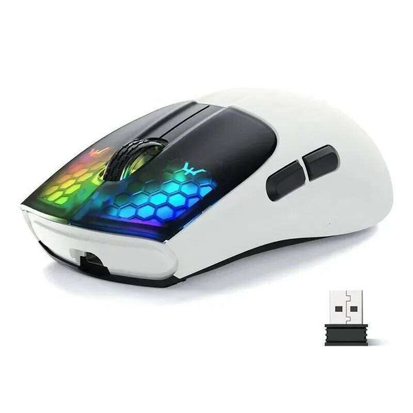 X5 Wireless Gaming Mouse with 3 Modes BT/2.4Ghz/USB-C PAW3212 Optical Sensor,Rechargeable Battery RGB Mice for PC Tablet Desktop 25L1219