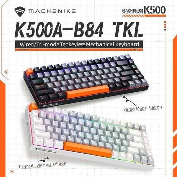 Mache K500A-B84 Mechanical 75% TKL Hot-Swappable Wired Gaming Keyboard 6-Color Backlit 84 Keys For PC Gamers Laptop 25L1226