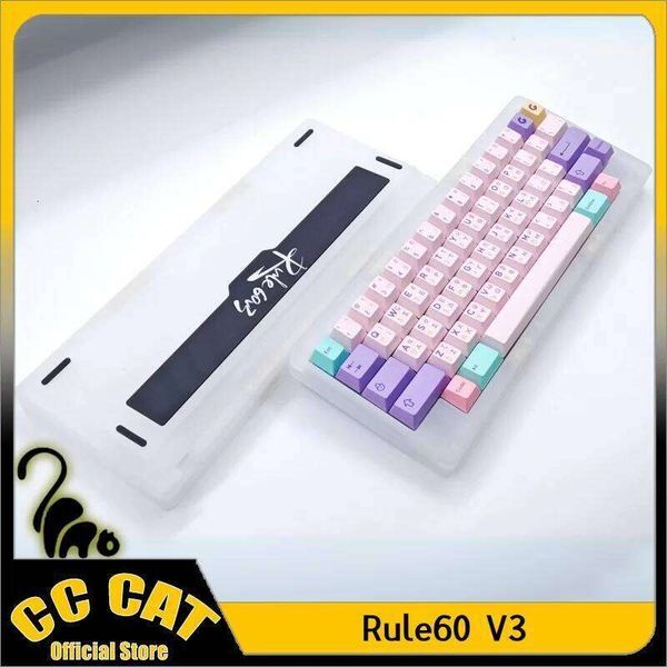 Rule60 V3 Mechanical Keyboard Kit HHKB WKL WK Layout Tri Wired Mode keyboard kit CNC Acrylic Ball Structure 60 Custom RGB 25L1226