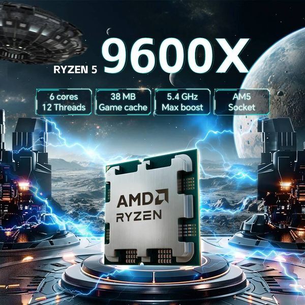 AMD Ryzen 5 9600X 54GHz 6-Core 12-Thread Socket AM5 L332M DDR5 Desktops Processor NEW 65W Zen 5 but without cooler