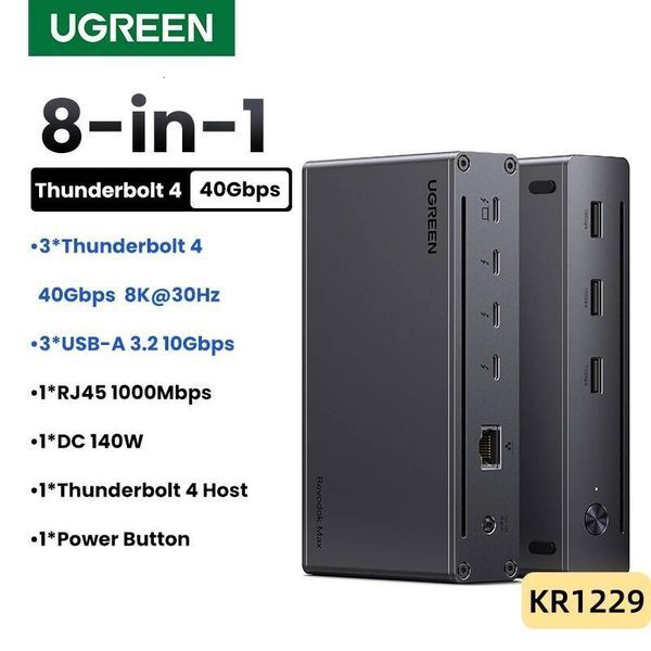 Bestseller UGREEN 8-in-1 Docking Station 8K30Hz Thunderbolt 4 40Gbps Dock USB3.2 Gen2 10Gbps with EU Adapter for MacBook Laptops PC USB HUB ddmytues