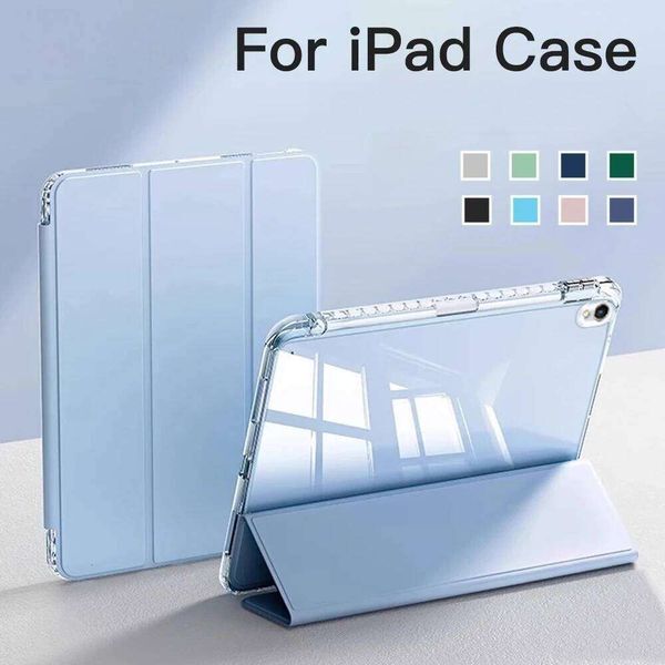For iPad 11th a16 2025 11inch/iPad 10th Generation 10.9inch 2022 Case Tri-Fold Stand Transparent Back Cover with Pencil Holder H260131