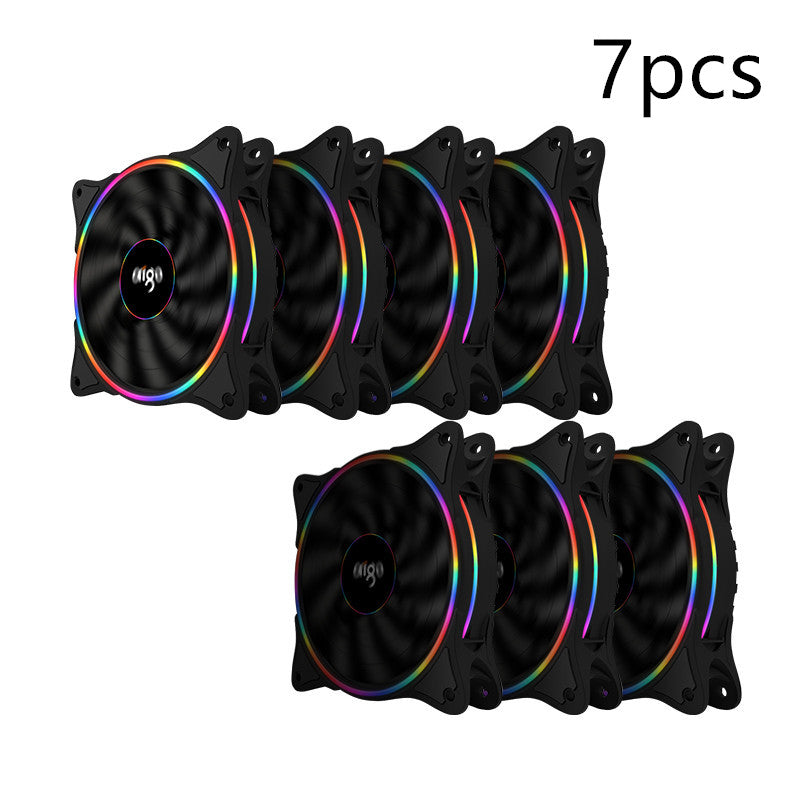 Color: Black , quantity: 7PCS - Patriot Rainbow V1 Desktop Host Computer Case Fan