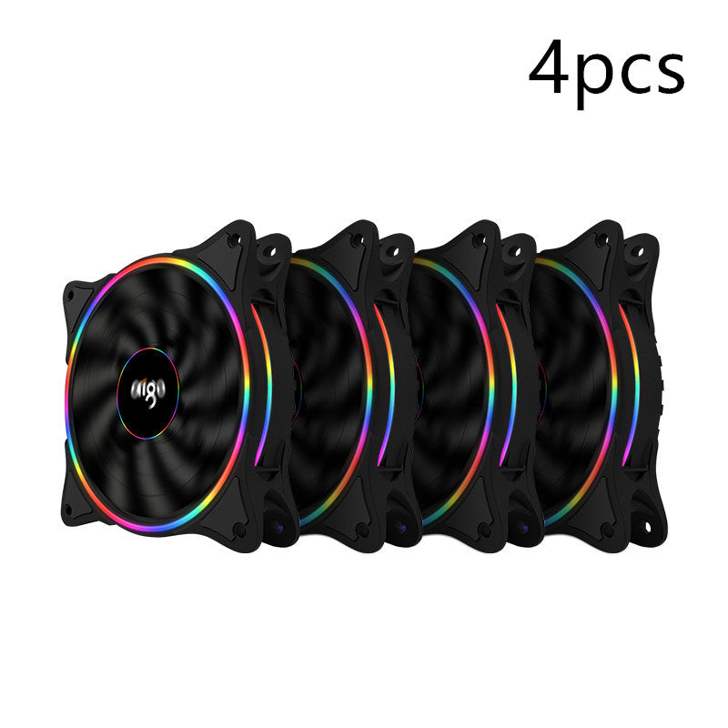 Color: Black , quantity: 4PCS - Patriot Rainbow V1 Desktop Host Computer Case Fan