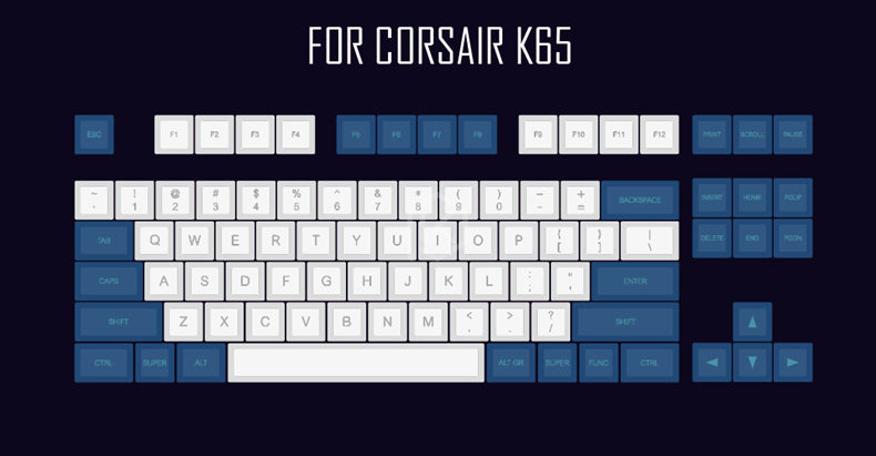 style: Blue and whiteship K70 - Laser Engraving Keycap  Blue And White Mechanical Keyboard