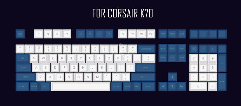 style: White145 large set - Laser Engraving Keycap  Blue And White Mechanical Keyboard