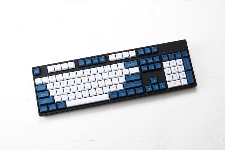 style: Blue and whiteship K70 - Laser Engraving Keycap  Blue And White Mechanical Keyboard