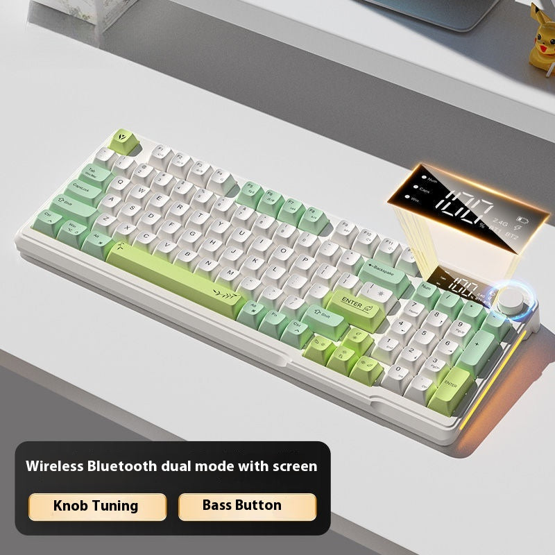 Color: Green White - Wireless Bluetooth Keyboard Mouse Suit Mechanical Feeling