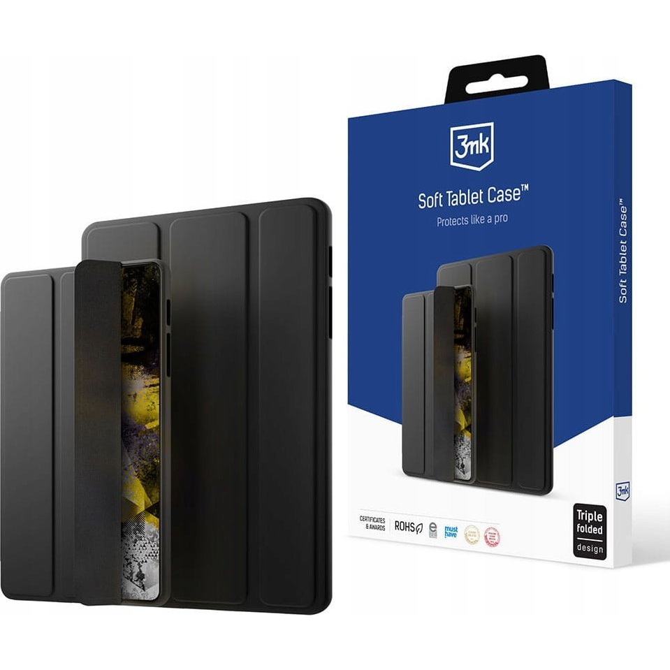 Husa tableta 3MK, universala, functie Wake/Sleep, suport integrat, negru (5903108543422)-0