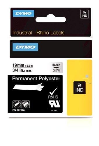 Rhino 3/4in x 18ft, clear permanent poly labels