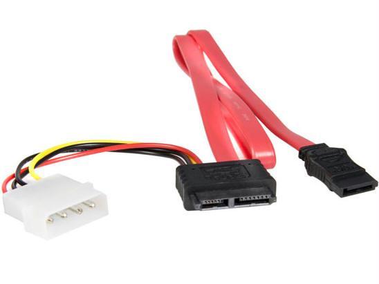 Connect a slimline sata drive to a standard sata motherboard connector. - slimli