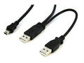 Connect and power your external mini-usb equipped hard drive through two standar