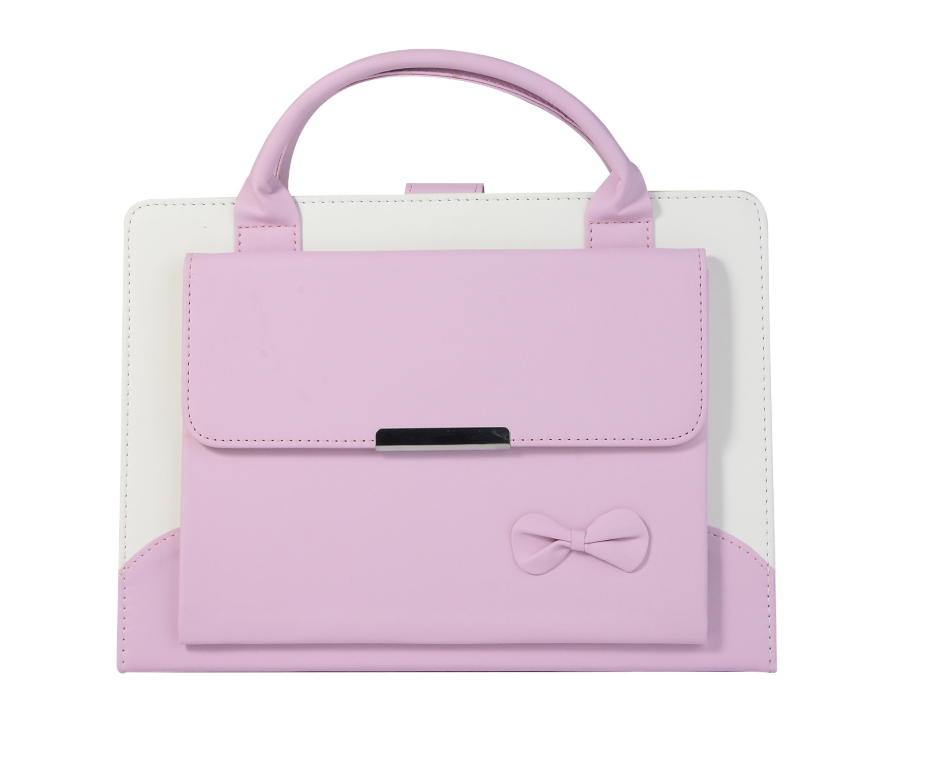 Color: Pink, Suit Model: 20172018 new iPad 9.7 - Compatible with Apple, New IPAD9.7 protective cover mini234 bow handbag pro11 flat 10.5 leather case