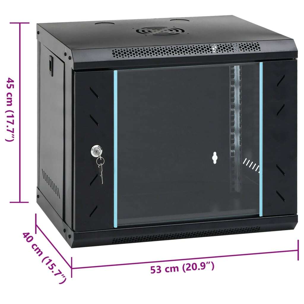 9U Wall Mounted Network Cabinet 19" IP20 20.9x15.7x17.7"