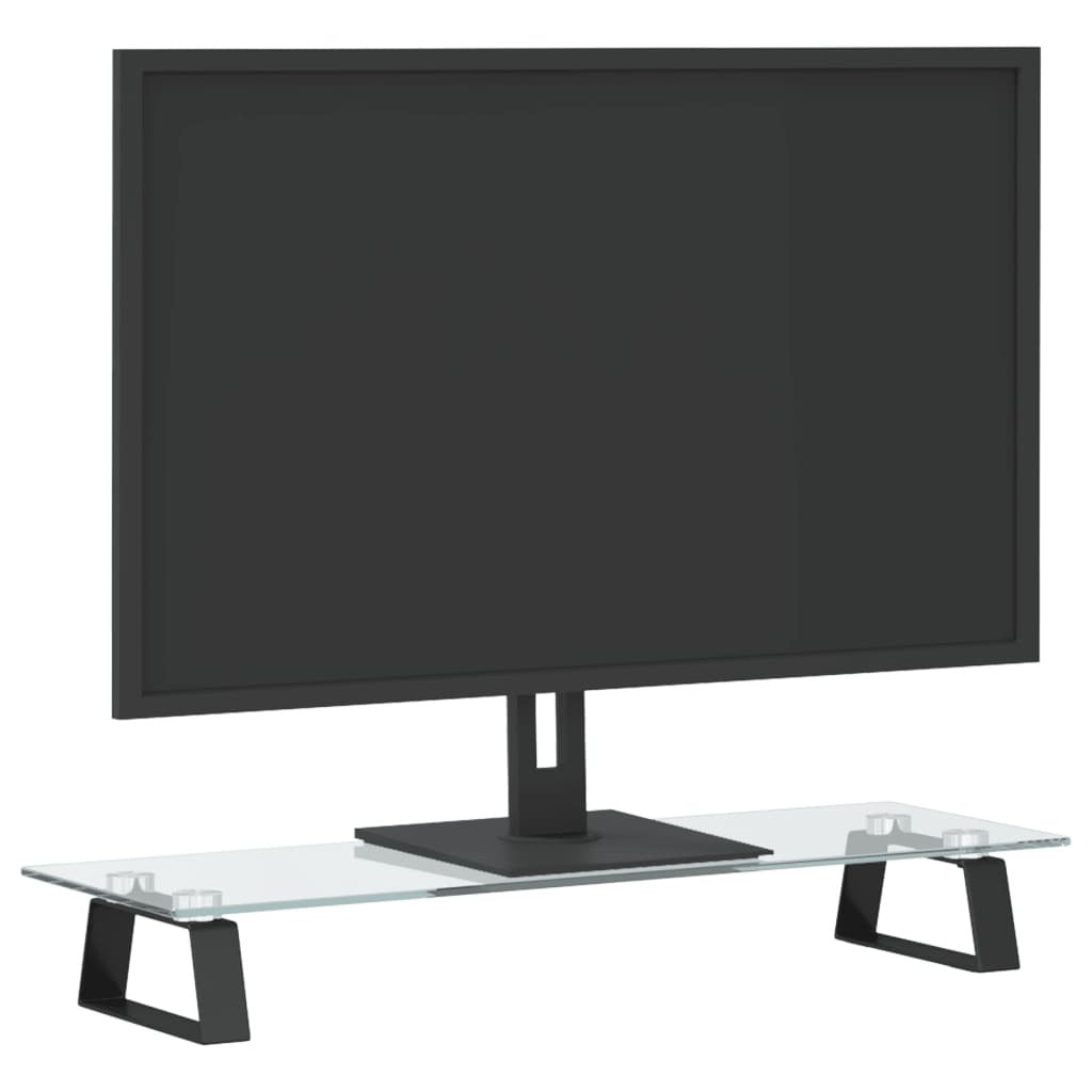 Monitor Stand Black 23.6"x7.9"x3.1" Tempered Glass and Metal