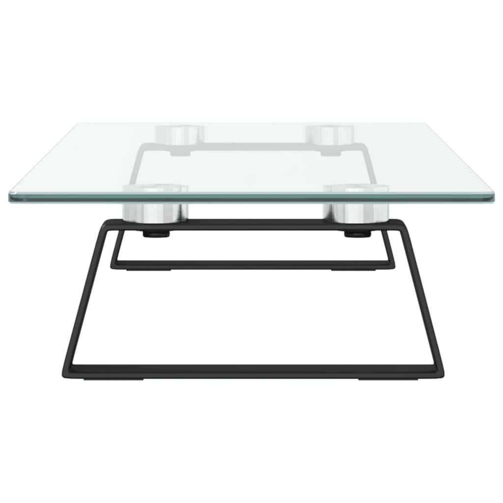 Monitor Stand Black 23.6"x7.9"x3.1" Tempered Glass and Metal