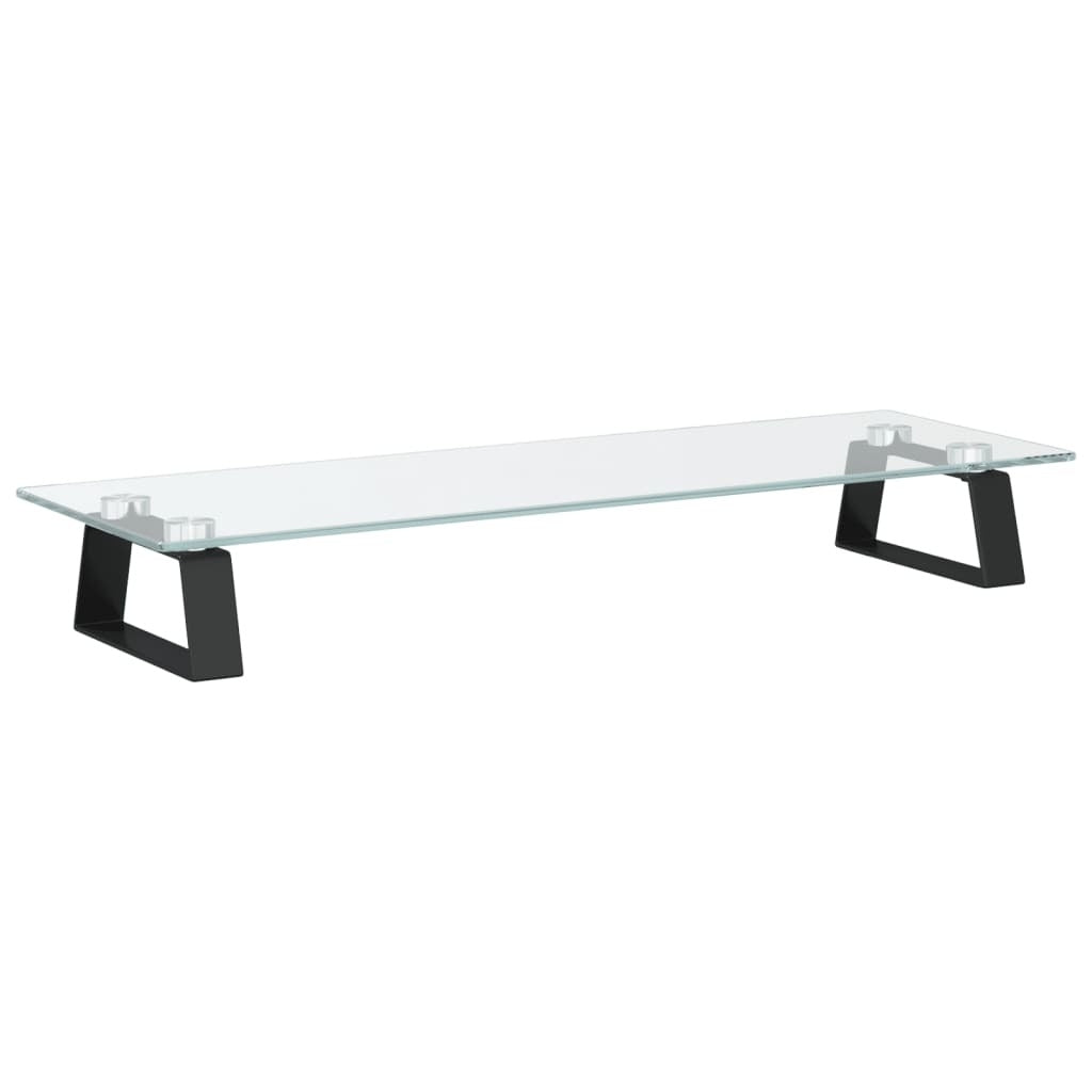 Monitor Stand Black 23.6"x7.9"x3.1" Tempered Glass and Metal