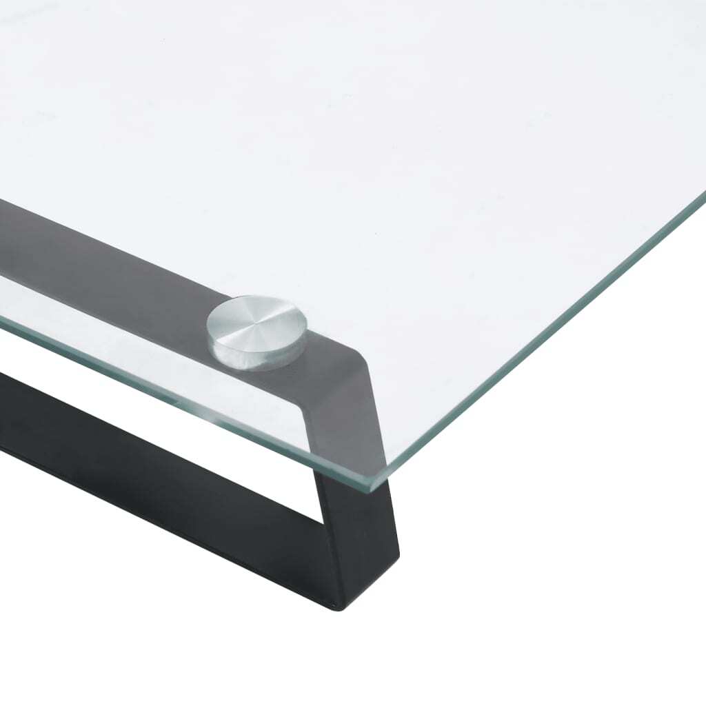 Monitor Stand Black 23.6"x7.9"x3.1" Tempered Glass and Metal